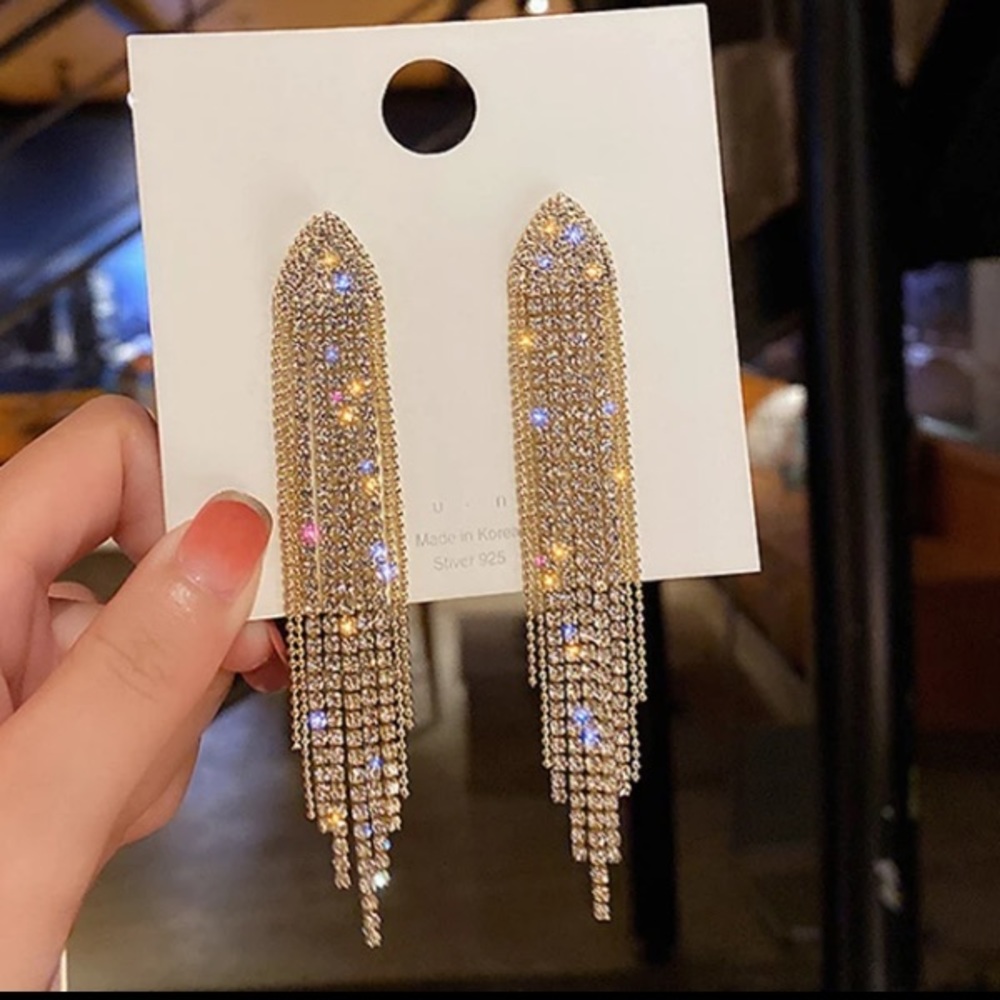 🌟 Luxury Gold Plated Rhinestone Earrings